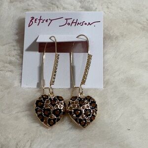 Betsey Johnson cheetah print dangle earrings